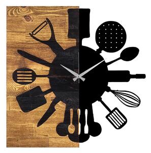 Ceas decorativ Clock 32, negru/stejar, lemn/metal, 60x58 cm
