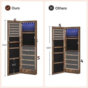 Dulap bijurerii cu oglinda, Songmics, Maro, 120x10x36.7 cm