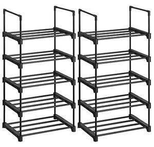 Pantofar set 2 rafturi Songmics, Negru, 45x30x174 cm