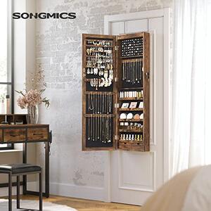 Dulap bijurerii cu oglinda, Songmics, Maro, 120x10x36.7 cm