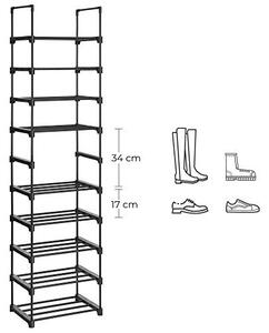Pantofar set 2 rafturi Songmics, Negru, 45x30x174 cm