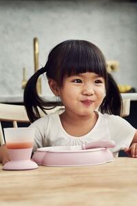 BabyBjorn - Set hranire: farfurie, lingurita, furculita si pahar pentru bebe, Powder Pink