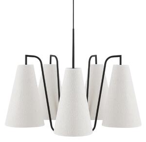Lustră Pendul Globen Lighting, Lou Bouclé 5, reglabil, Alb, Camera de zi, Țesătură / Textil, Scandinavă