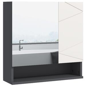 Dulap de Baie cu Oglinda, Dulap de Depozitare pentru Baie Montat pe Perete cu Rafturi Reglabil, Gri Deschis 55x17x55cm Kleankin | Aosom Romania