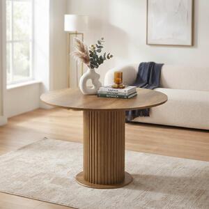 Masă rotundă bucătărie Lorys Slim Nuc, Blat din PAL, Picior din MDF, Ø90 × 75 cm