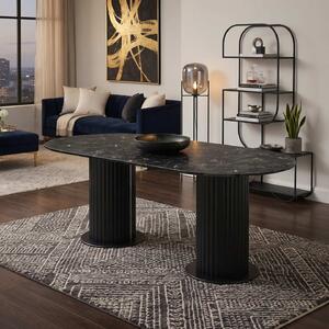 Masă fixă bucătărie Amara Slim Negru Marmorat, Blat din PAL, Picioare din MDF, 180 x 90 x 75 cm