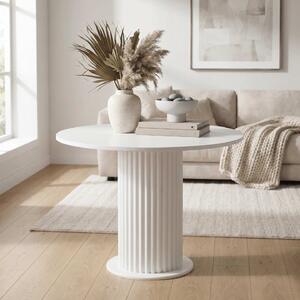 Masă rotundă bucătărie Lorys Slim Alb, Blat din PAL, Picior din MDF, Ø90 × 75 cm