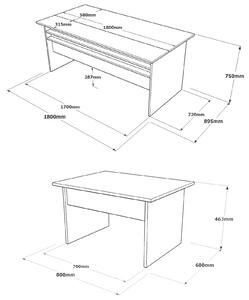 Set mobilier birou VS6 - CGA, birou si masuta, gri/nuc, PAL melaminat