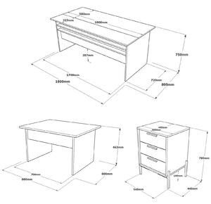Set mobilier birou VS7 - CGA, birou, masuta si comoda, gri/nuc, PAL me