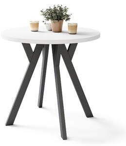 Mazzoni ALMO 80 Alb Mat/picioare negre - MASĂ ROTUNDĂ CU PICIOARE Y LOFT/INDUSTRIAL PENTRU BUCĂTĂRIE LIVING SAU SUFRAGERIE