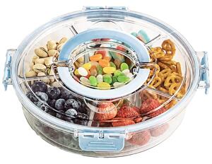 Cutie rotativa de depozitare pentru alimente Pufo Snack cu 6 compartimente pentru gustari, fructe, legume, albastru