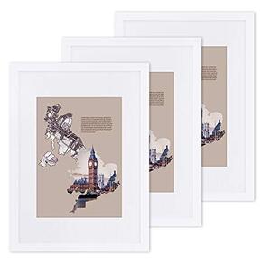 Set 3 rame foto, Songmics, Alb, 33x45.2x1.8 cm