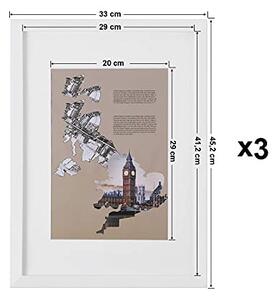 Set 3 rame foto, Songmics, Alb, 33x45.2x1.8 cm
