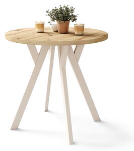 Mazzoni ALMO 80 Stejar Artisan/picioare bej - MASĂ ROTUNDĂ CU PICIOARE Y LOFT/INDUSTRIAL PENTRU BUCĂTĂRIE LIVING SAU SUFRAGERIE