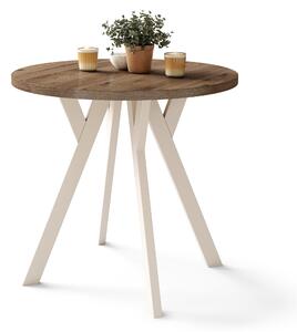 Mazzoni ALMO 80 Nuc Elegant/picioare bej - MASĂ ROTUNDĂ CU PICIOARE Y LOFT/INDUSTRIAL PENTRU BUCĂTĂRIE LIVING SAU SUFRAGERIE
