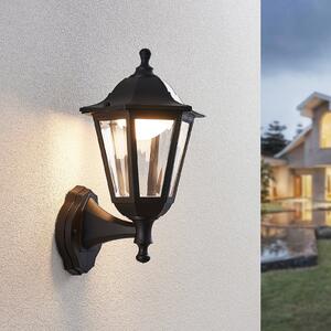 Lindby LED lampă de perete pentru exterior Iavo, negru, lanternă, 38 cm, Negru, Plastic, Antichitate, Soclu de perete jos