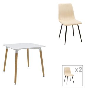 Set masa si scaune 3 piese Natali-Noor Alb 80x80x76 cm