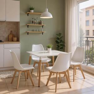 Set masa si scaune dining 5 buc. Gaston - Natali, Alb, 80x80x83 cm