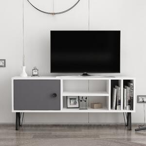 Comoda TV Arven, alb/gri, PAL, 120x25x52 cm