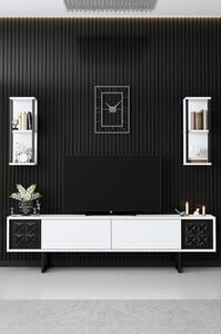 Set living Black Line, format din comoda Tv si 2 rafturi, alb/negru, P