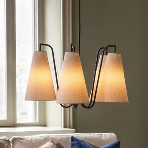 Globen Lighting Lampă suspendată Lou 5, alb Bouclé/negru, din țesătură, reglabil, Alb, Camera de zi / sufragerie, Țesătură / Textil, Design