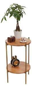 Masuta cafea 1029-1, stejar/auriu, metal/lemn, 40x40x70 cm