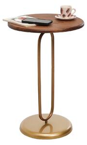 Masuta cafea 1031-2, auriu/stejar, metal/lemn, 40x40x60 cm