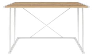 Masa birou Adelaide, alb/stejar, PAL/metal, 114x60x75 cm