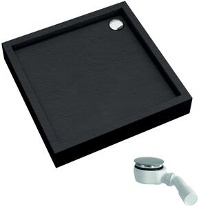 Schedline Favory Plus Black Stone cădiță de duș pătrată cu sifon 90x90 cm negru 3ST.F1K-9090/C/ST