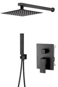 Invena Paros set de duș ascuns cu duș de ploaie negru BS-09-004