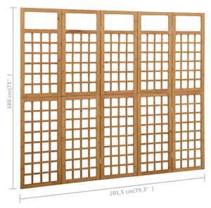 Separator cameră cu 5 panouri, 201,5x180 cm, nuiele lemn brad