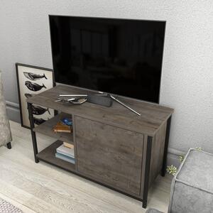 Comoda TV Muskegon, negru/gri inchis, PAL/metal, 90x35x51 cm