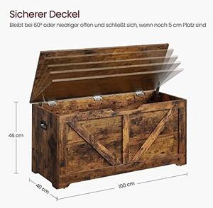 Cufar de depozitare, Vasagle, 100 x 40 x 46 cm, LSB060T01, Maro Rustic
