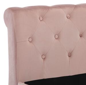 Cadru de pat, roz, 90 x 200 cm, catifea