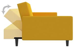 Canapea extensibilă cu 2 locuri, 220 x 84,5 x 69 cm, galben, catifea