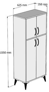 Dulap MDL0102, stejar, PAL, cu 4 usi, 62x35x155 cm
