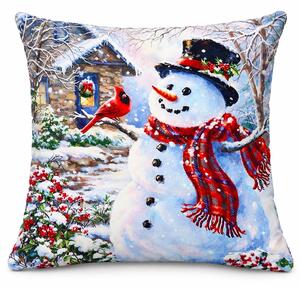 Perna decorativa de Craciun 40x40 cm cu Om de Zapada PPC06