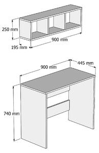 Set birou CLM0202, format din birou si un raft, stejar, PAL