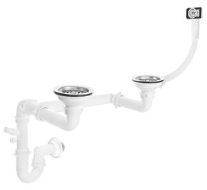 Kuchinox Kuchinox, sifon 2×3,5″ cu preaplin pentru chiuvetă cu 2 compartimente, oțel, LAV-OKS_B24T
