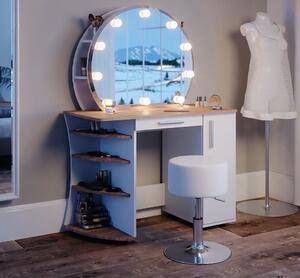 SEA418 - Set Masa toaleta 100 cm cosmetica machiaj, oglinda cu sau fara LED, masuta vanity - Alb-Maro