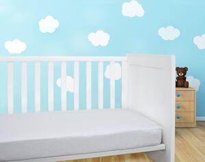 Husa impermeabila din tricot, bumbac 100%, patut bebe, 60x120cm, alba