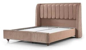 Pat HERMES 160x200, stofa catifelata maro - Velvet 266, cu somiera si