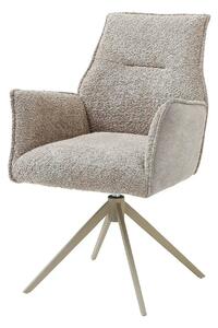 Scaun KAYLA, grej/bej, stofa buclata/stofa clasica/metal, 58x63x88 cm