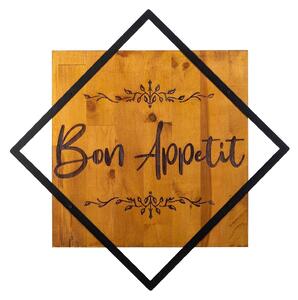 Accesoriu decorativ Bon Appetit, stejar/negru, lemn/metal, 54x54 cm