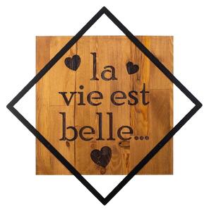 Accesoriu decorativ La Vie Est Belle, negru/nuc, lemn/metal, 54x54 cm