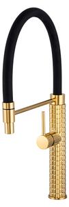 Gamma Full Pro, baterie de chiuvetă înaltă cu braț elastic, negru mat-auriu lucios, GMA-BFLP-GD