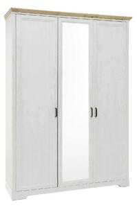 Dulap JASMIN, alb/stejar artisan, PAL, cu 3 usi, 164x64x220 cm