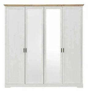 Dulap JASMIN, alb/stejar artisan, PAL, cu 4 usi, 214x64x220 cm