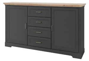 Comoda JASMIN, gri grafit/stejar artisan, PAL, 164x41x90 cm