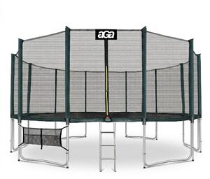 Aga SPORT PRO Trambulină 518 cm Verde închis + plasă de protecție + scară + buzunar pentru încălțăminte
